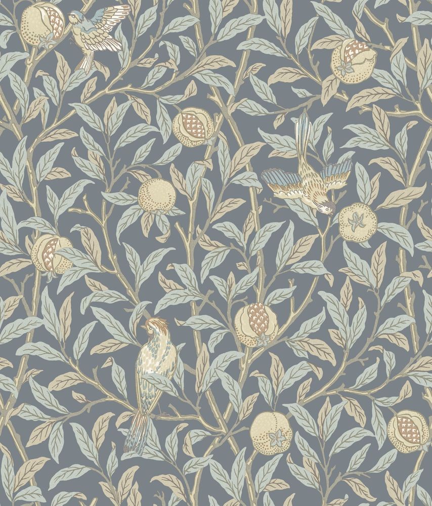 Bird & Pomegranate Turquoise/Coral - 212538 from William Morris